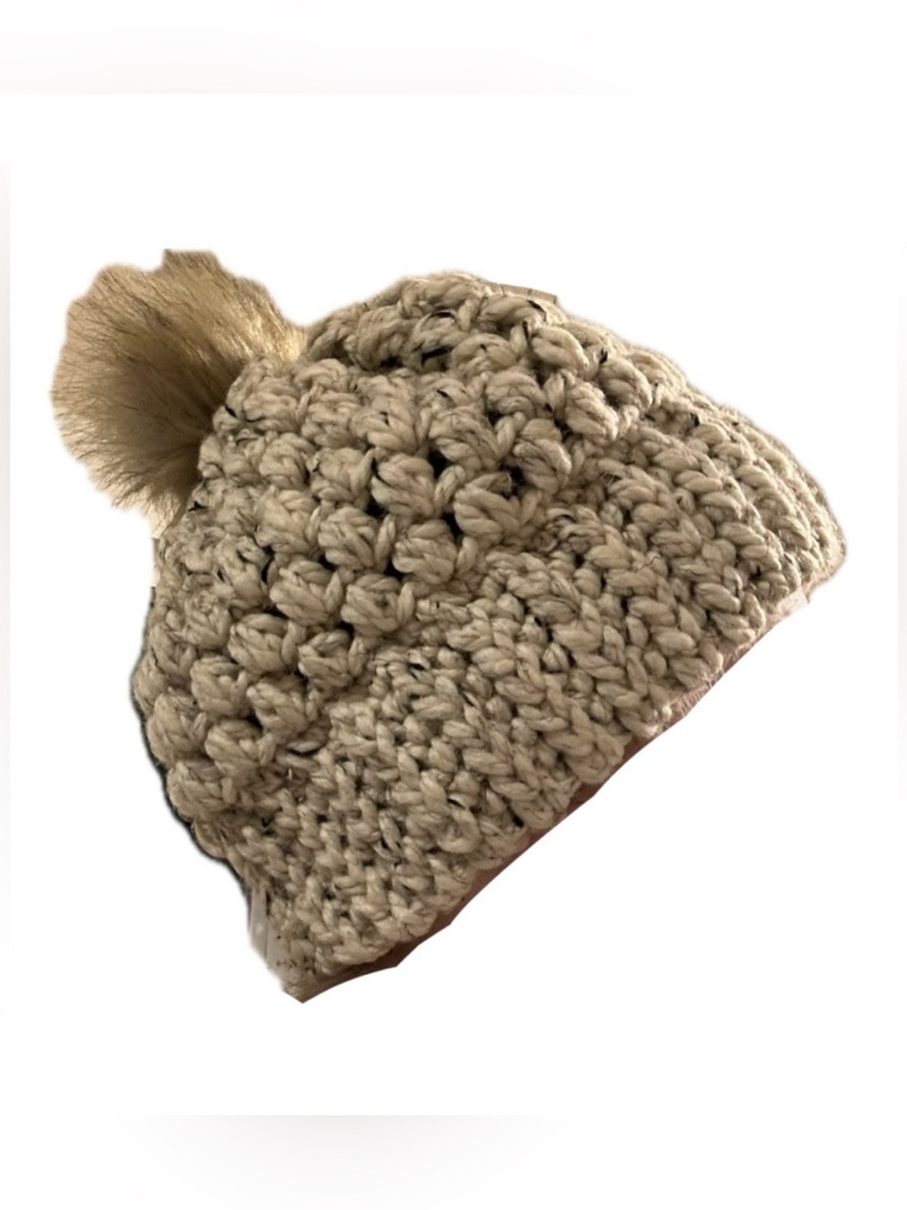 NEW Crochet Beanie. Cream/Tan/Brown.